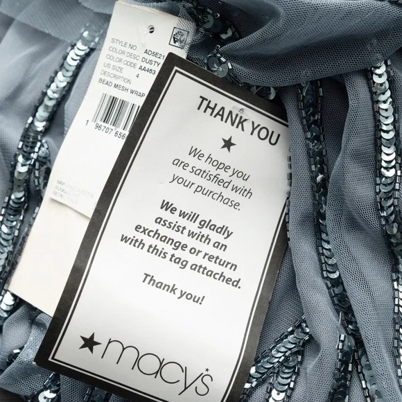 Adrianna Papell‎ - Beaded Mesh Flutter-Sleeve Dress - Picture 10 of 12